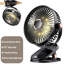 Desk Fan Clip On With Lights USB Rechargeable 5 Level Speed Air Flow Portable Personal Mini Fan-110407371