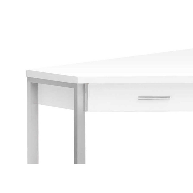 Bureau d'ordinateur Huggard, Blanc / argenté