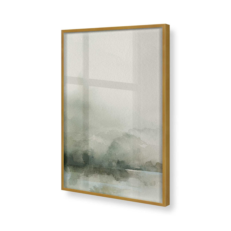 Muted Green Tranquillity I Print, 15.25" H x 12.25" W, Gold Single Picture Frame, 110