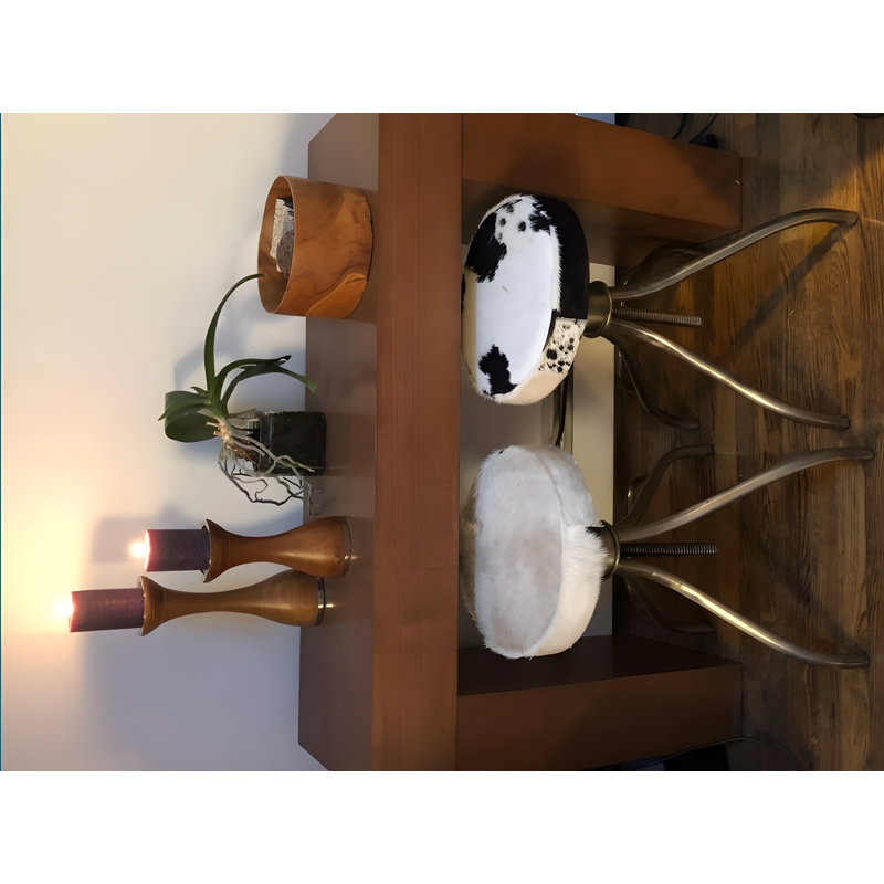 Extendable Round Bar Stool – TANGO (Black & White Cowhide)
