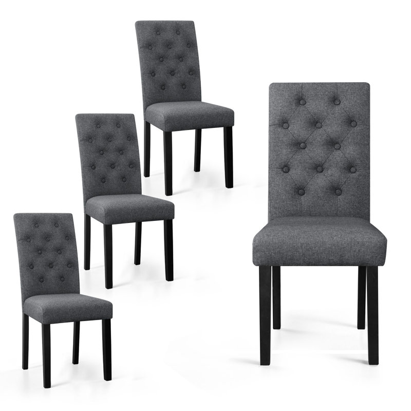 Chaises de salle à manger capitonnées en tissu Parsons, Gris foncé, 4