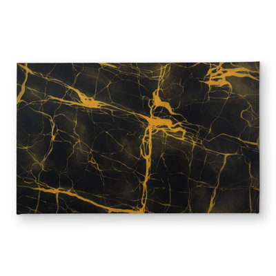Black and Gold Marble Texture Door Mat | Modern Indoor Outdoor Decor