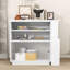 Buffet extensible avec portes coulissantes en acrylique et tablettes de rangement-129514918