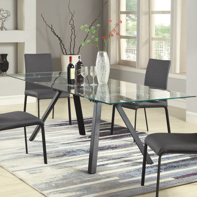 Isibella Contemporary Dining Table w/ Extendable Glass Top