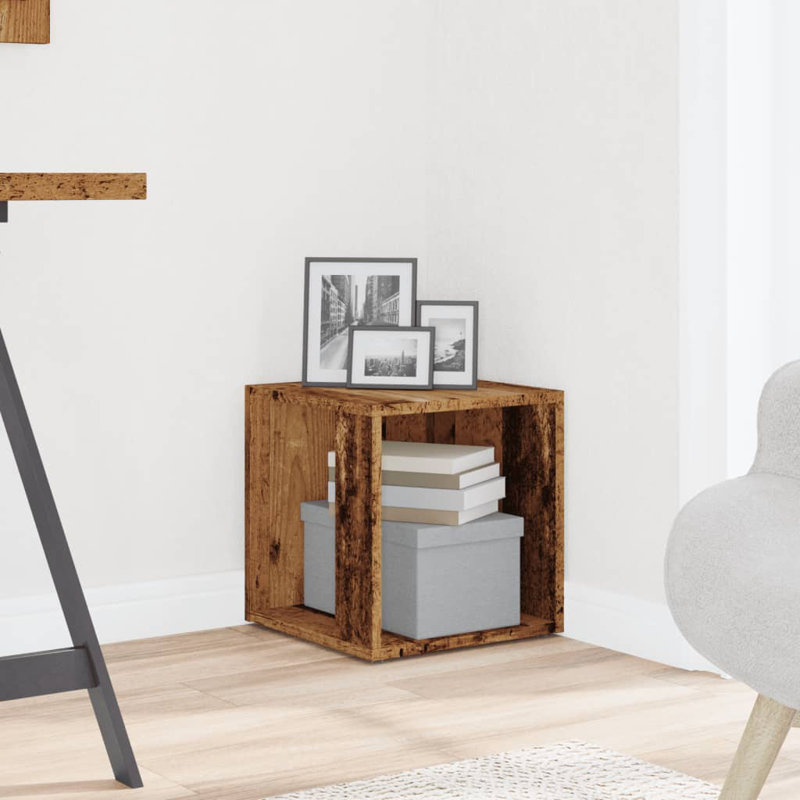 Bithiah Block End Table, Old Wood