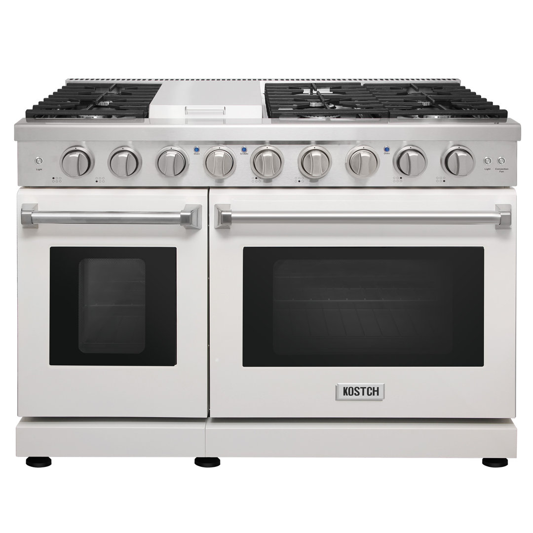 KOSTCH 48" Gas Range with 6 Burners & 1 Griddle Cooktop, Double 4.6 & 2.2 cu. ft. Oven KOSTCH 