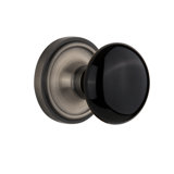 Black Porcelain Interior Mortise Door Knob with Classic Rosette