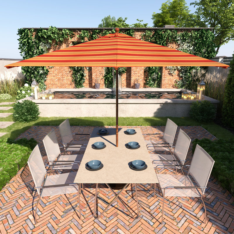 Parasol de patio en bois 11 pi, Rayures rouges