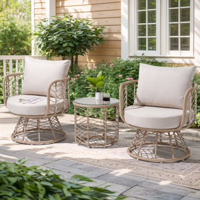 2-Person Outdoor Swivel Seating Group With Cushions