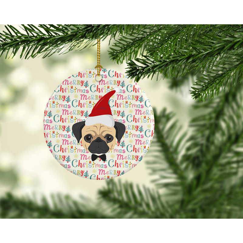 Ornement suspendu Pug Merry Christmas
