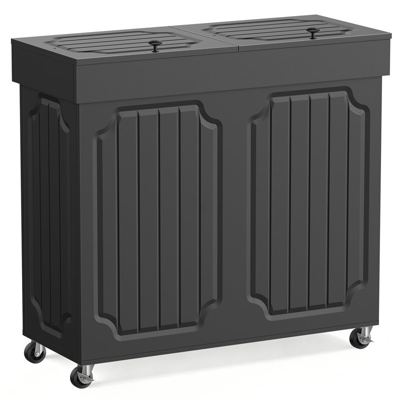 Armoire à poubelle double Povrgive, Noir