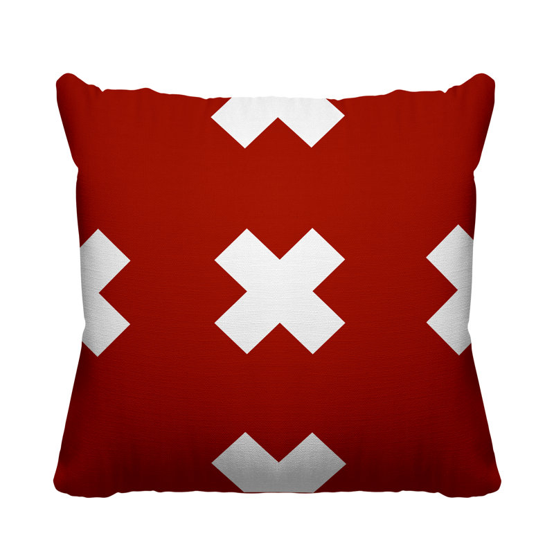 Coussin intérieur / extérieur Luella, 19 po x 19 po, Rouge, Carré