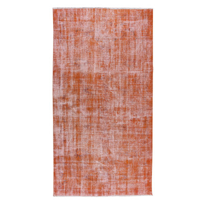 Tapis turc en laine noué à la main de 5,3 pi x 9,6 pi surteint en orange