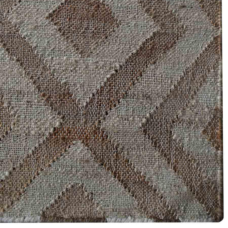 Tapis rectangulaires en jute tissés à la main et à plat Alleyn tissés à la main - rectangulaires, couleur beige blanc, motif géométrique moderne, à poils courts, en fibres naturelles, pour l'extérieur