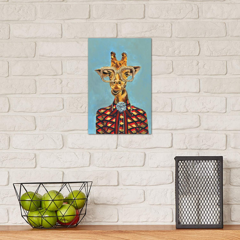Girafe par Heather Perry - impression d'art graphique, H 12 po x l 8 po x P 0,75 po, Toile tendue