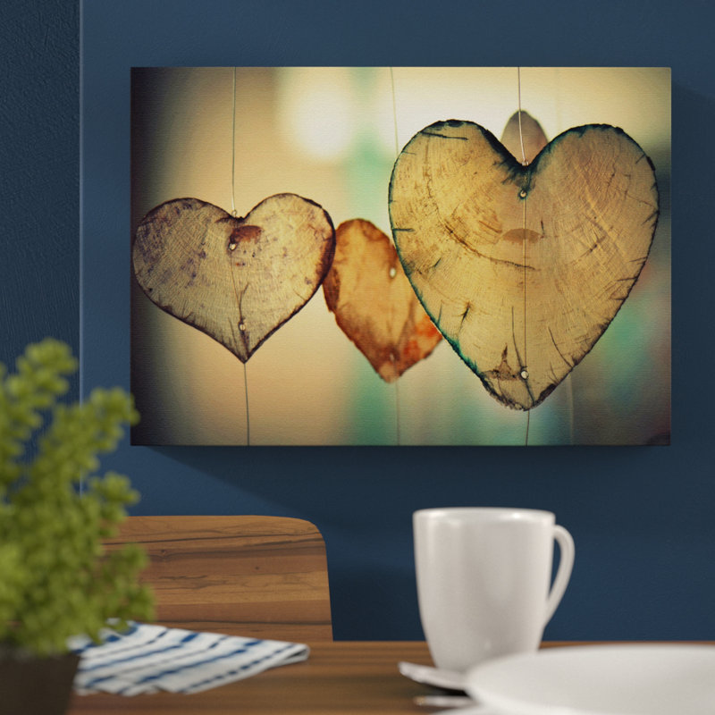 Wooden Hearts - Wrapped Canvas, 50cm H x 76cm W