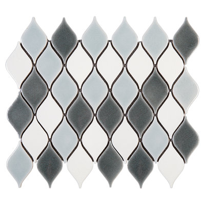 Handmade 9.53 in. x 10.83 in. Geometric Glossy Porcelain Mosaic Wall and Floor Tile