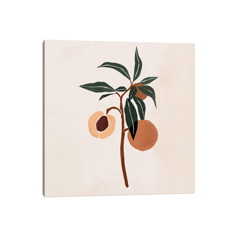 «Peach Branch» par Bria Nicole - impression d'art graphique, Toile tendue, Pas de tapis, H 26 po x l 26 po x P 1,5 po