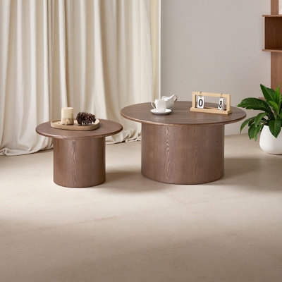 Ensemble de 2 tables basses, table basse ronde en panneau de fibres à densité moyenne pour le salon et un appartement