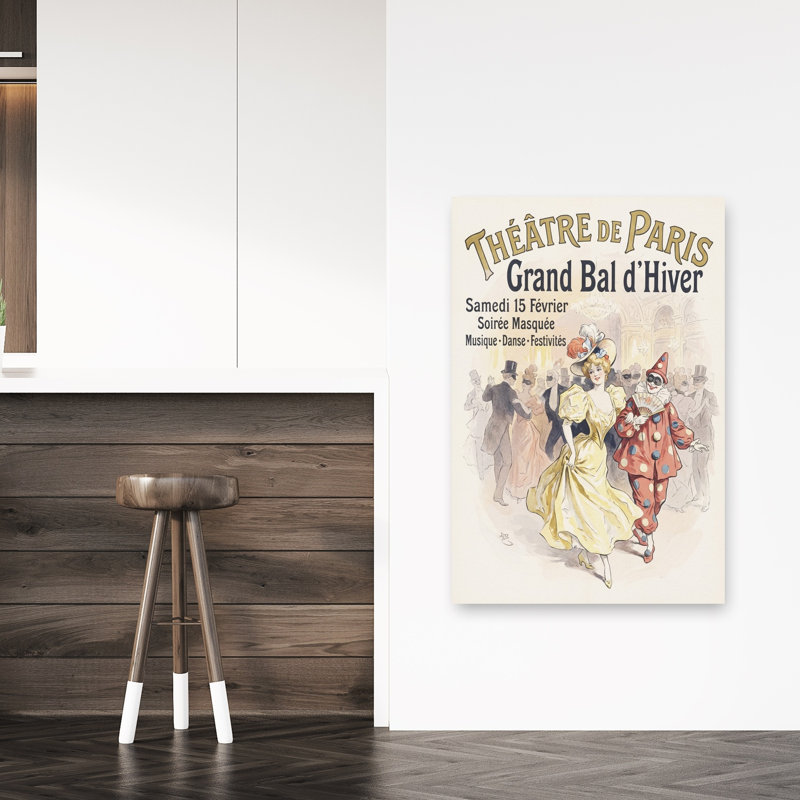 «Belle Epoque Masked Ball Elegant Retro Vintage Winter», reproduction d'art murale, H 48 po x l 32 po