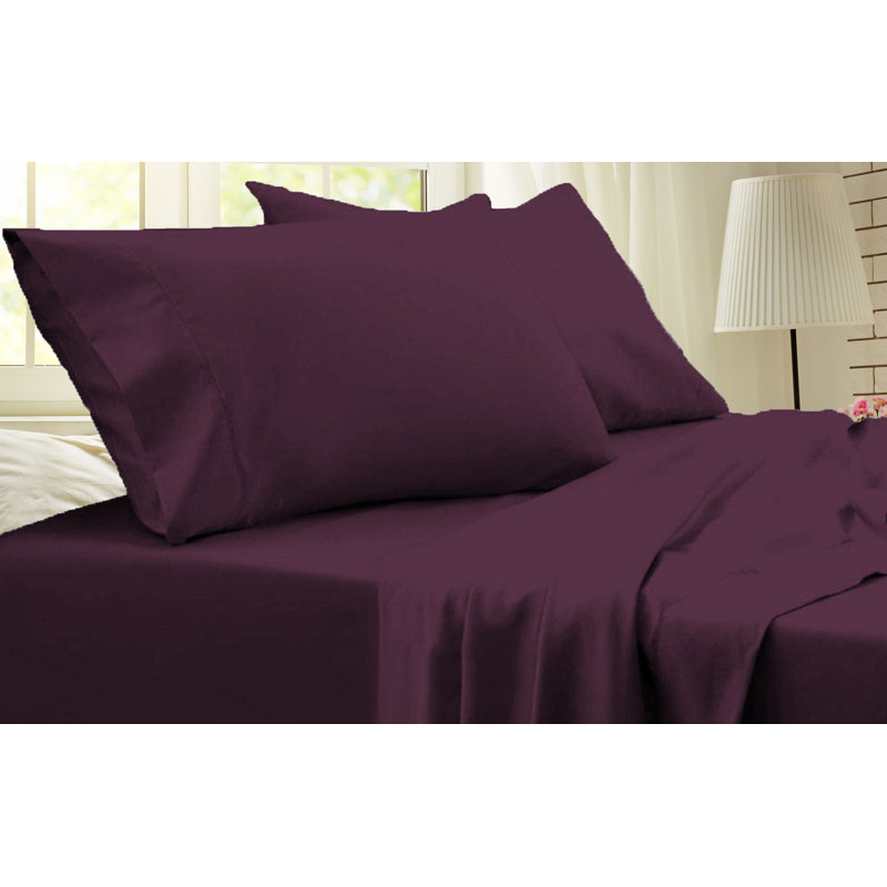 Ensemble de draps en rayonne de bambou de qualité supérieure 4 pièces, Ensemble de draps pour grand lit avec 2 taies d'or