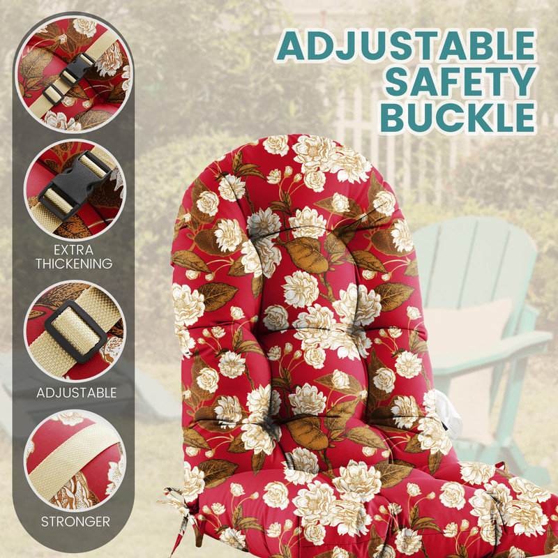 High-Back Seat Cushion - Waterproof Outdoor Adirondack Chair Cushion for Patio Furniture with Vibrant Patterns, Premium Elastic Padding, Multi-Scenario Use