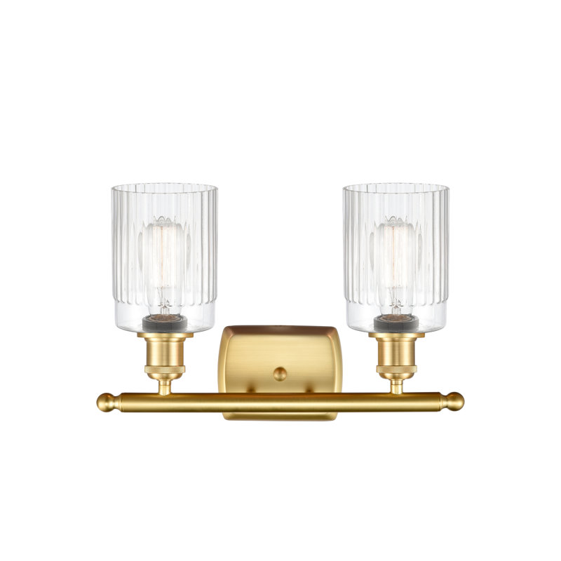 Éclairage pour meuble-lavabo à intensité variable 2 lumières Kamena, Transparent, Or satiné, Ampoule non incluse