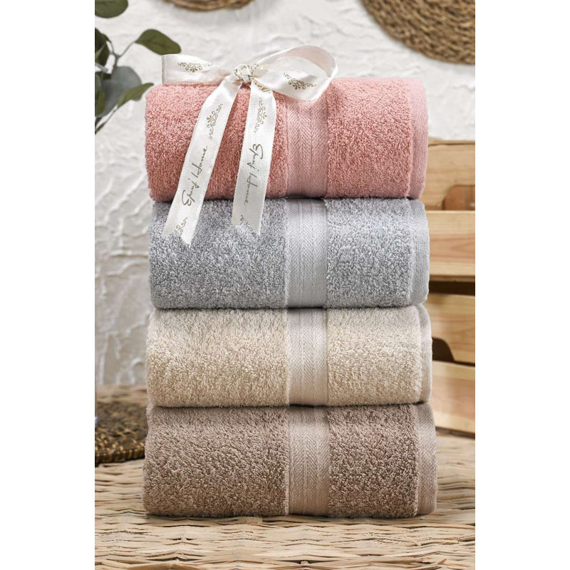 Ensemble de serviettes luxueuses (4 pièces), 100% coton, 19,7 po x 33,5 po | Lavable à la machine, absorbant et à séchage rapide, parfait pour la salle de bain et le spa