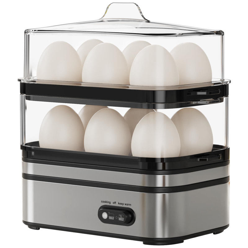 Rapid Egg Cooker Electric 12 Eggs Capacity, Silver