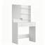 Bureau de coiffeuse avec miroir et 2 tiroirs, 3 tablettes ouvertes, coiffeuse pour la chambre à coucher