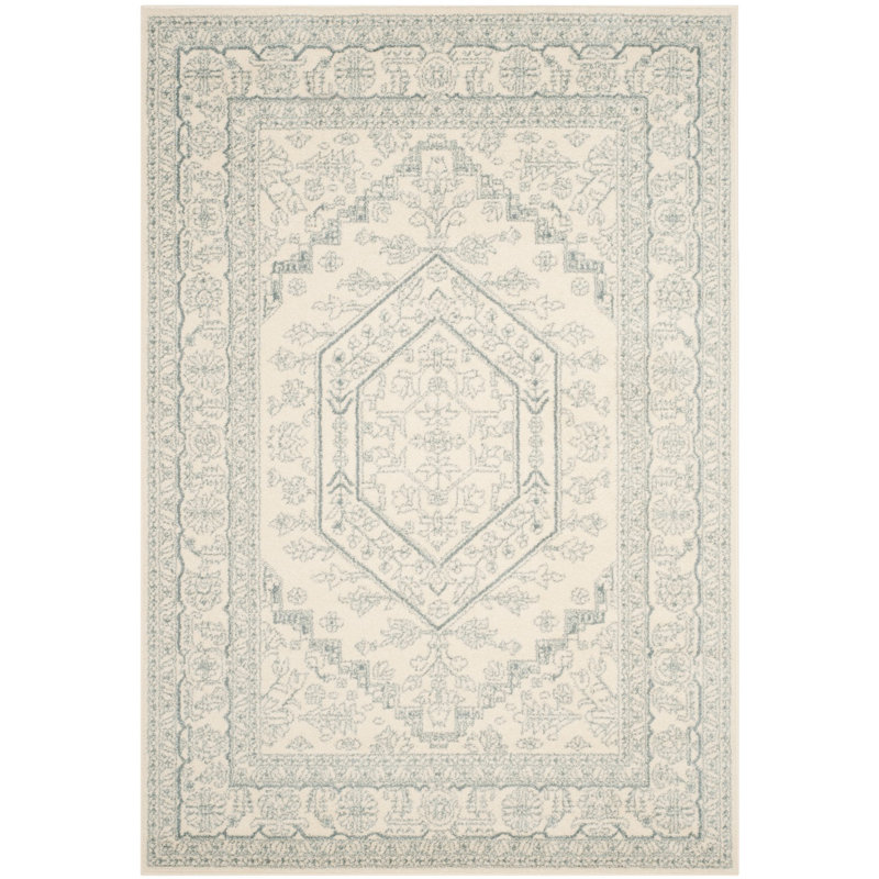 Tapis ivoire / ardoise tissé à la machine Nuss, Rectangle 3 pi x 5 pi