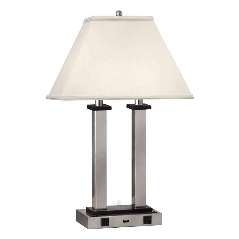 Lampe de table 27 "à poteau carré avec port USB et prise