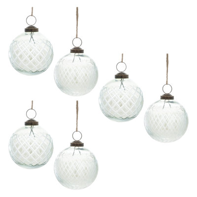 Etched Glass Ball Ornament (Set of 6)
