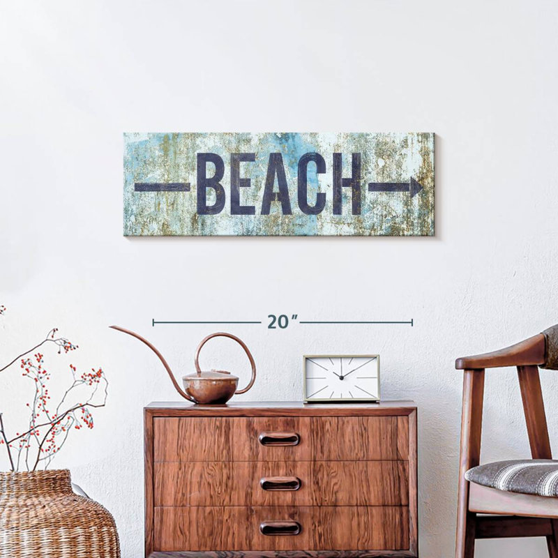Signe de plage sur toile, H 8 po x l 24 po x P 1 po