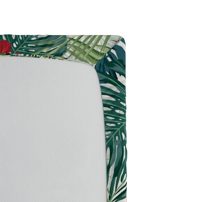 Microfiber Floral Fitted Sheet, Queen Fitted Sheet, Red/Green Floral 9