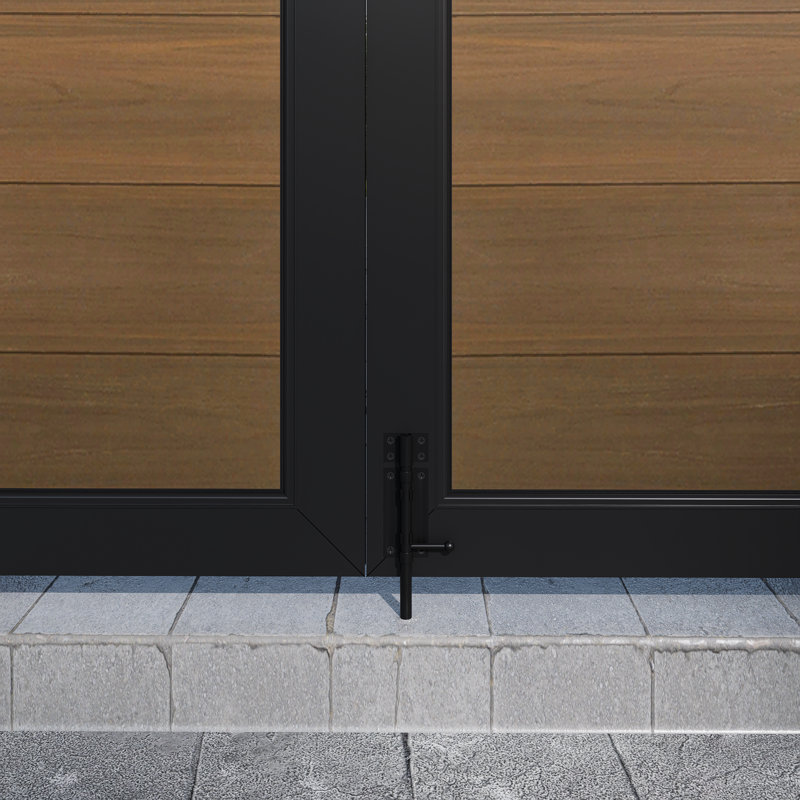 Privacy Fence Gate With Metal Frame And Knob Kits,Double Garden Gate, Brown, 6 ft. H x 6 ft. W