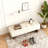 Rectangular Upholstered Tufted Linen Fabric Ottoman Bench