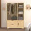 Armoire 4 portes avec miroir, armoire à DEL avec portes et 2 tiroirs, armoire de rangement en bois avec tringle, tablettes réglables