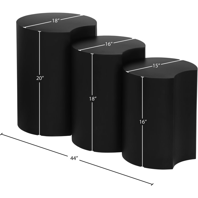 Ismah Iron Top End Table Set, Black