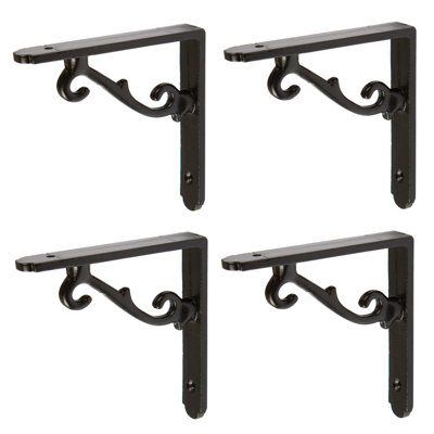Hammer & Tongs - Scroll Iron Shelf Bracket - D105mm - Black