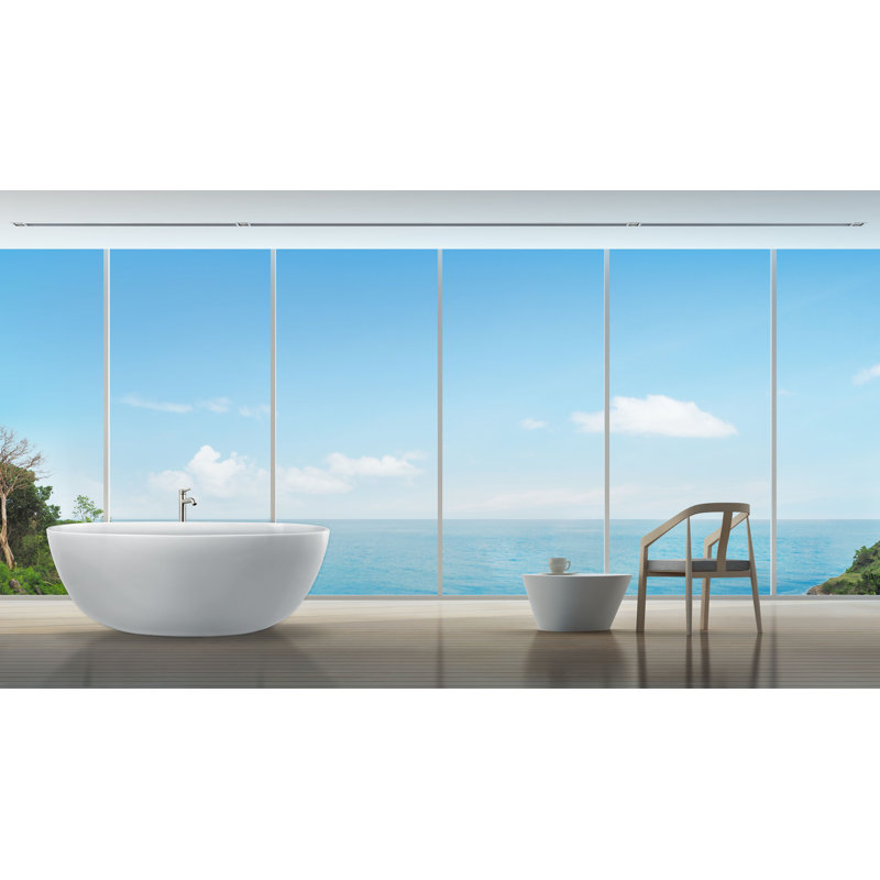 Metro Alamo 70" x 34" Freestanding Soaking Solid Surface Bathtub, Glossy White