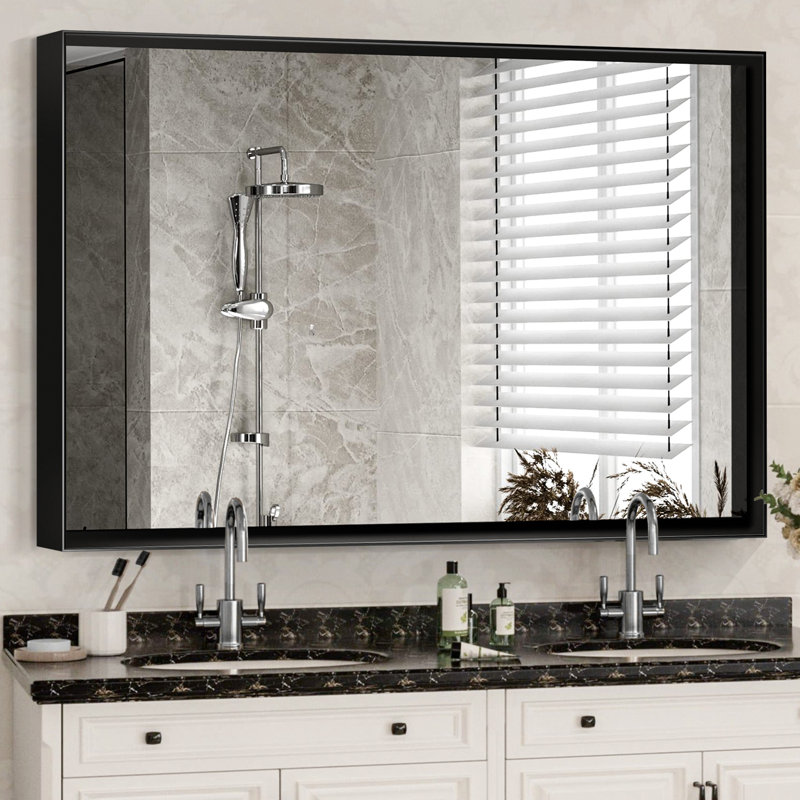 Miroir de salle de bain 36x24inch, Black, 24.18" x 36.75"