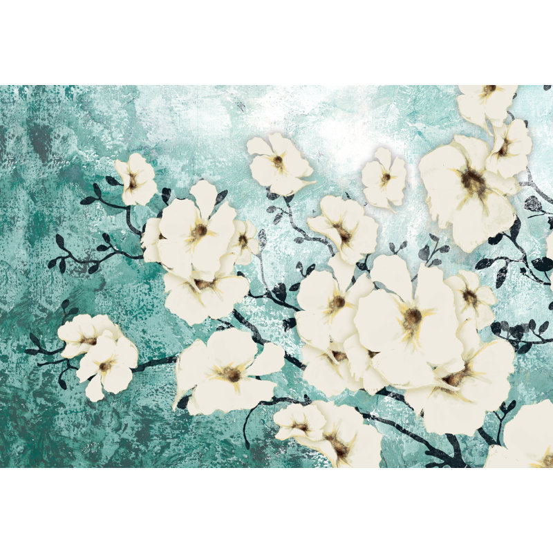 Pale Mint Floral - Wrapped Canvas Painting, 30cm H x 46cm W x 3.8cm D