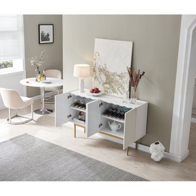 Buffet décoratif 4 portes Ludie, Blanc