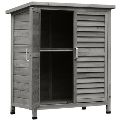 Truvia Rustic Wooden Garden Storage Shed with Solid Fir Wood and Two Inner Shelves