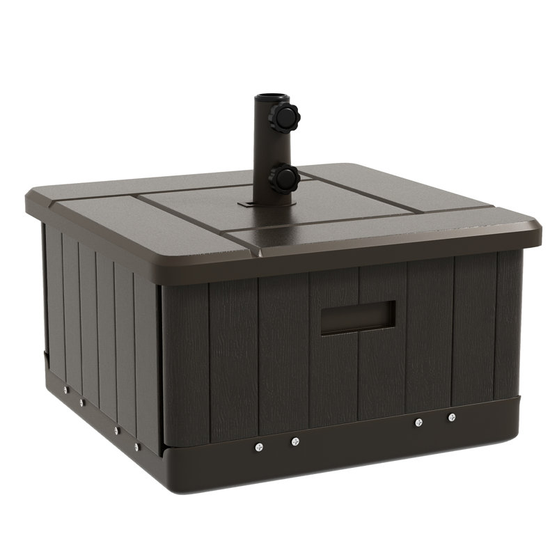 Table de parasol remplissable de 175 lb, 31 po, brun, avec roulettes et poignées pour une base portable amusante, facile à manipuler à l'extérieur