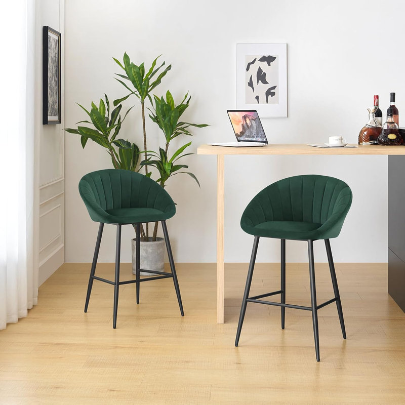 Sydnie Upholstered Counter Stool, Green, 2