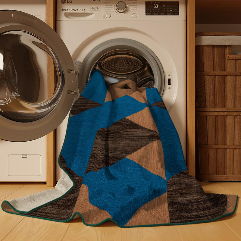Machine Washable Botanical Brown Area Rug, Rectangle 3' x 5'
