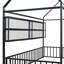 Structure de lit en métal avec clôture et tablettes-626974952-626974953