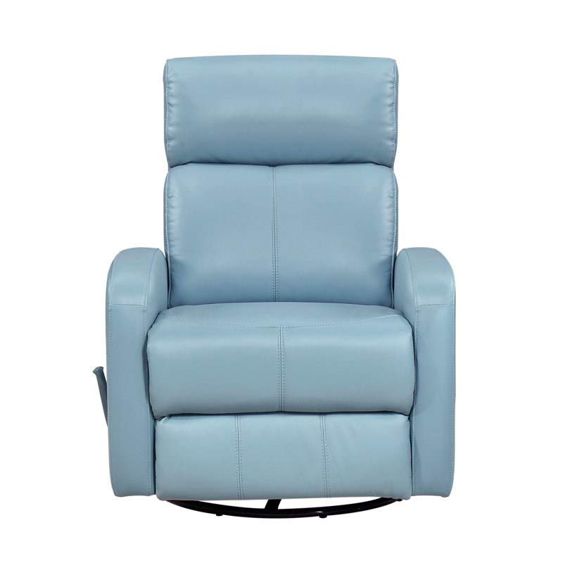 Fauteuil inclinable et oscillant avec mouvement pivotant et revêtement en cuir bleu, Bleu